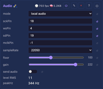 Audio module controls