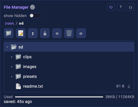 SD card in the File Manager