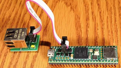 A Teensy 4.1 cabled to PJRC's Ethernet kit