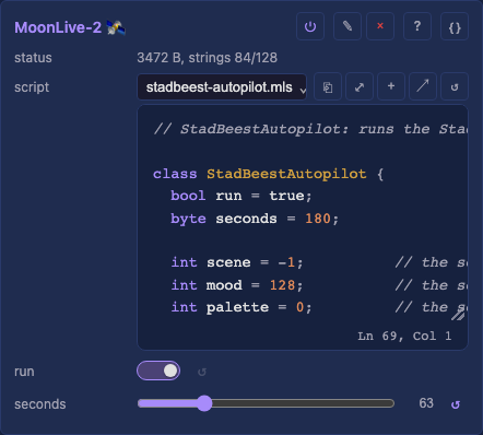 The autopilot service card: script, run and seconds