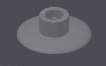 The 3D-printed foot: a wide round base with a socket and a cable slot for the bottom of a leg tube