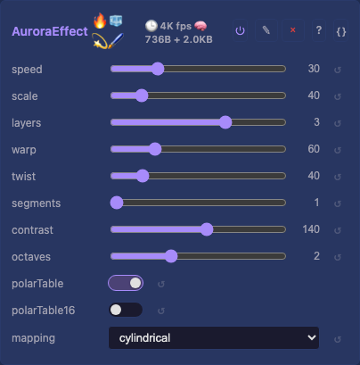 AuroraEffect controls