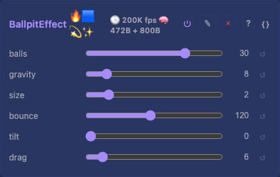 BallpitEffect controls