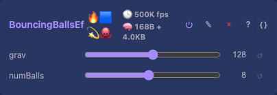 BouncingBallsEffect controls