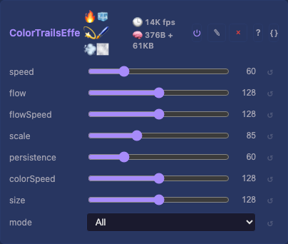 ColorTrailsEffect controls