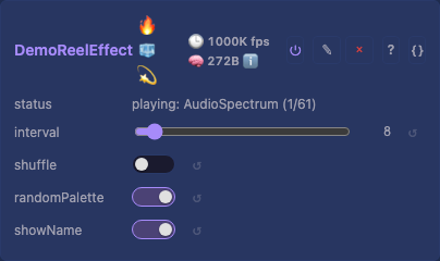 DemoReelEffect controls