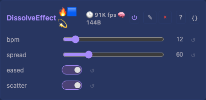 DissolveEffect controls