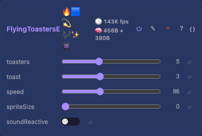 FlyingToastersEffect controls