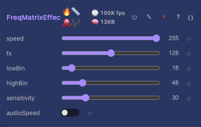 FreqMatrixEffect controls