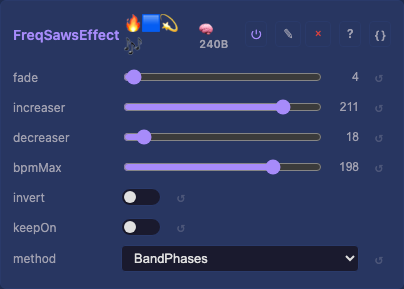 FreqSawsEffect controls