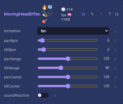 MovingHeadEffect controls