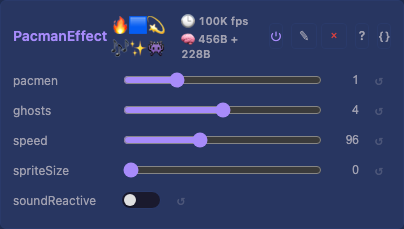PacmanEffect controls