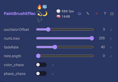 PaintBrushEffect controls