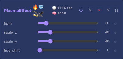 PlasmaEffect controls