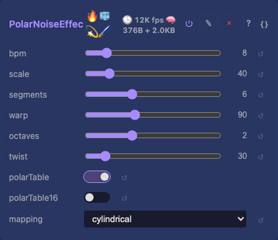 PolarNoiseEffect controls
