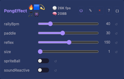 PongEffect controls