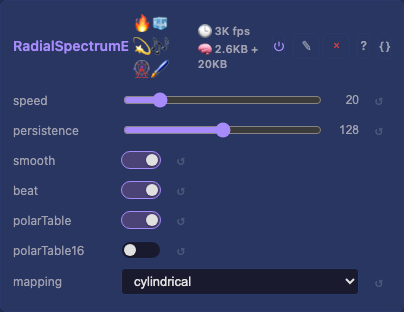 RadialSpectrumEffect controls