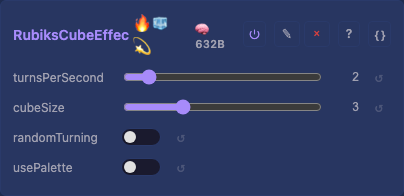 RubiksCubeEffect controls