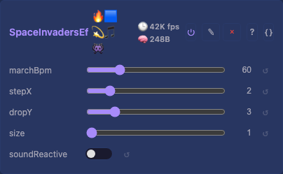 SpaceInvadersEffect controls