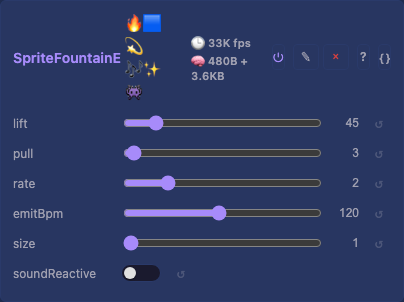 SpriteFountainEffect controls
