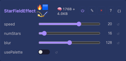 StarFieldEffect controls