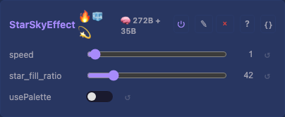 StarSkyEffect controls