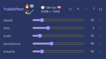 TrailsEffect controls