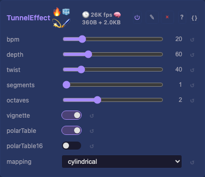 TunnelEffect controls
