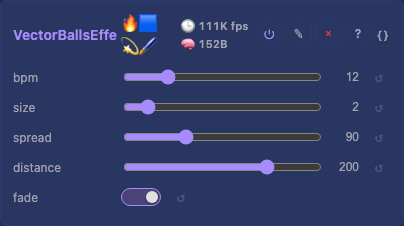 VectorBallsEffect controls