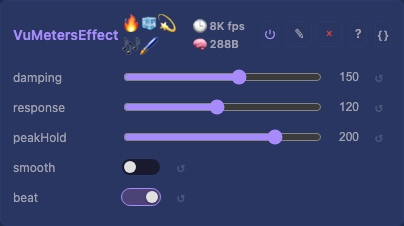 VuMetersEffect controls