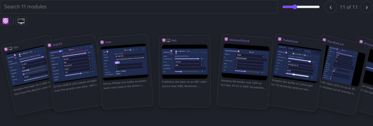 The Drivers page: each driver's card, with the help the interface shows