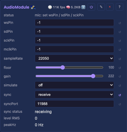 Audio module controls