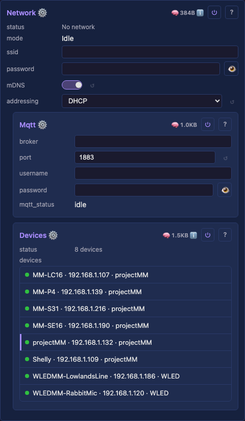 Network module controls
