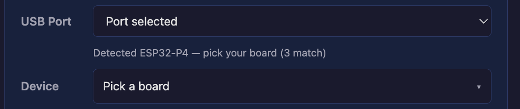 Port selected, chip detected