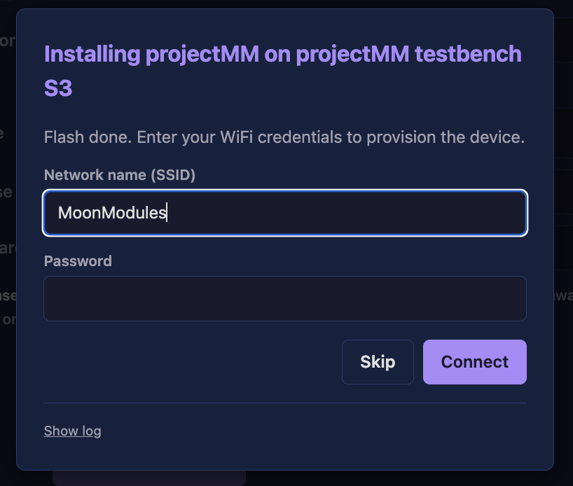 Entering WiFi credentials
