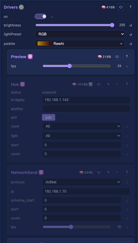Drivers container with the on/off + brightness controls
