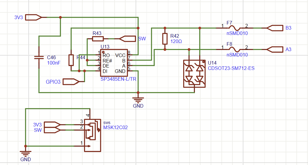 RS-485 GPIO 3 switchable channel schematic